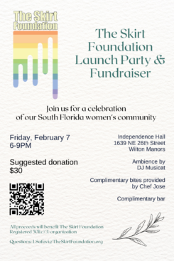 The Skirt Foundation February 7 launch party invite flyer